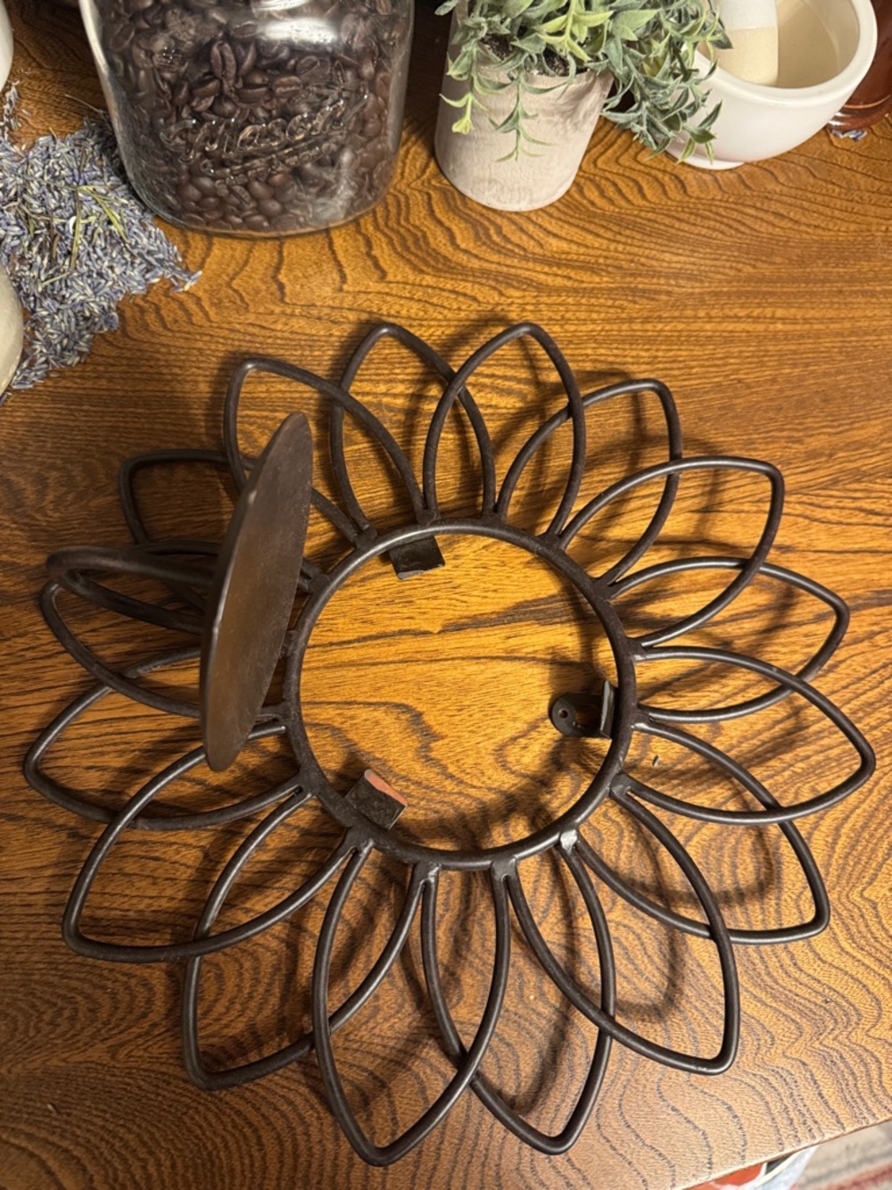 Rustic Metal Sunflower Candle Holder - Picture 6 of 8